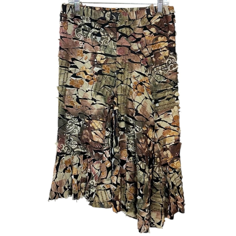 Vintage 90s Y2K Subversive Shredded Forest Fairy Asymmetrical Midi Skirt Large